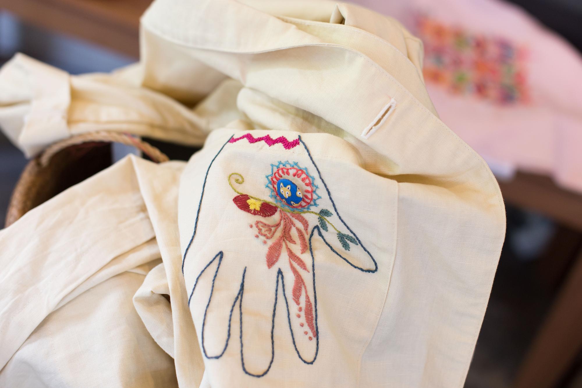 Gesticktes Monogramm auf Baumwolltasche